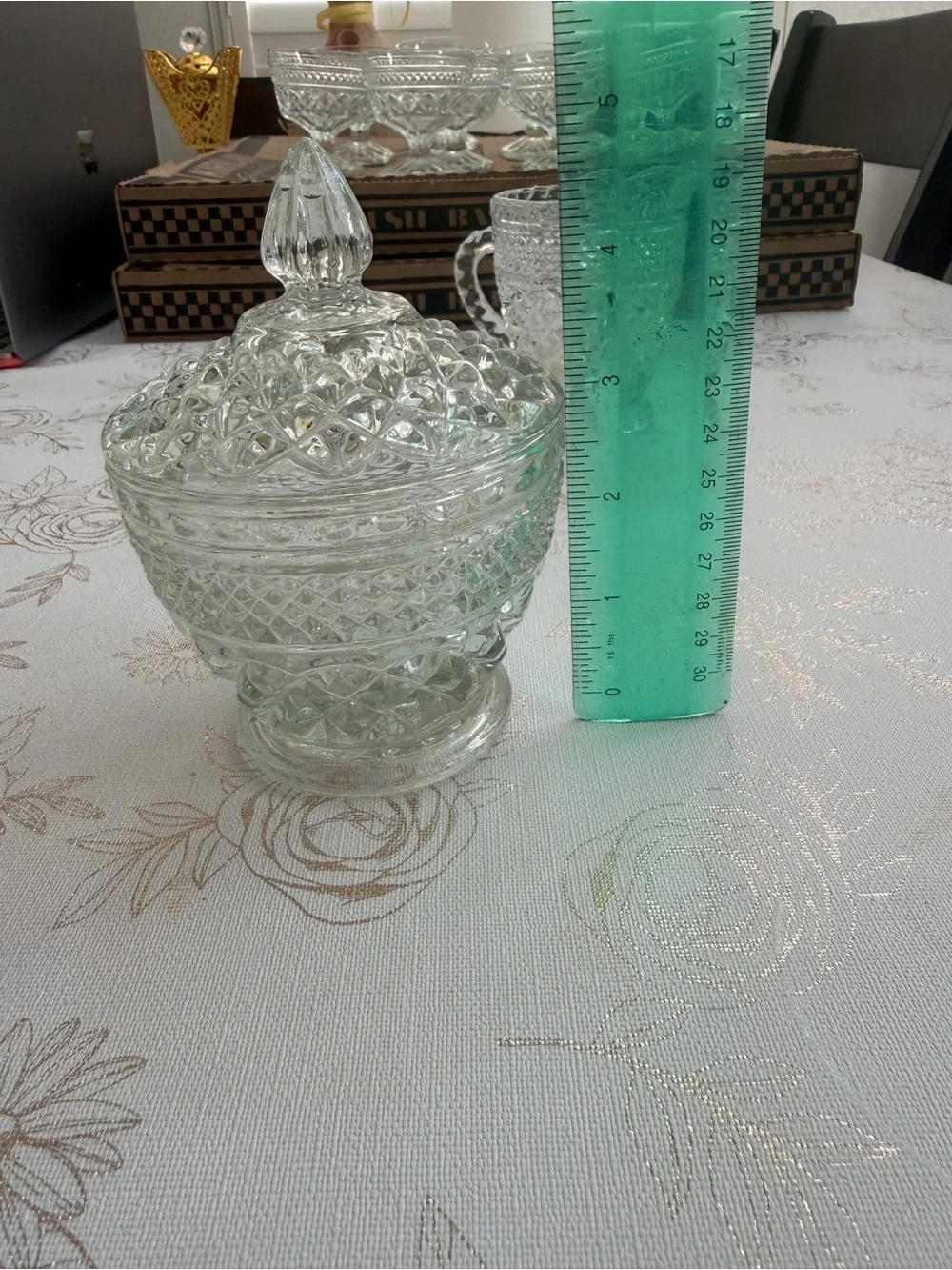 Vintage Wexford by Anchor Hocking Clear Glass Lidded Sugar Bowl Candy Dish Jar